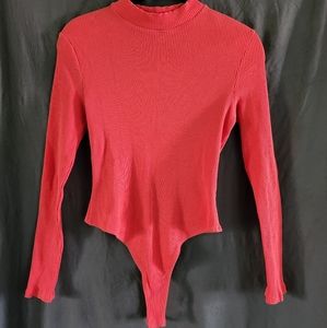 Nordstrom Topshop; womens M Long Sleeve Red Bodysuit